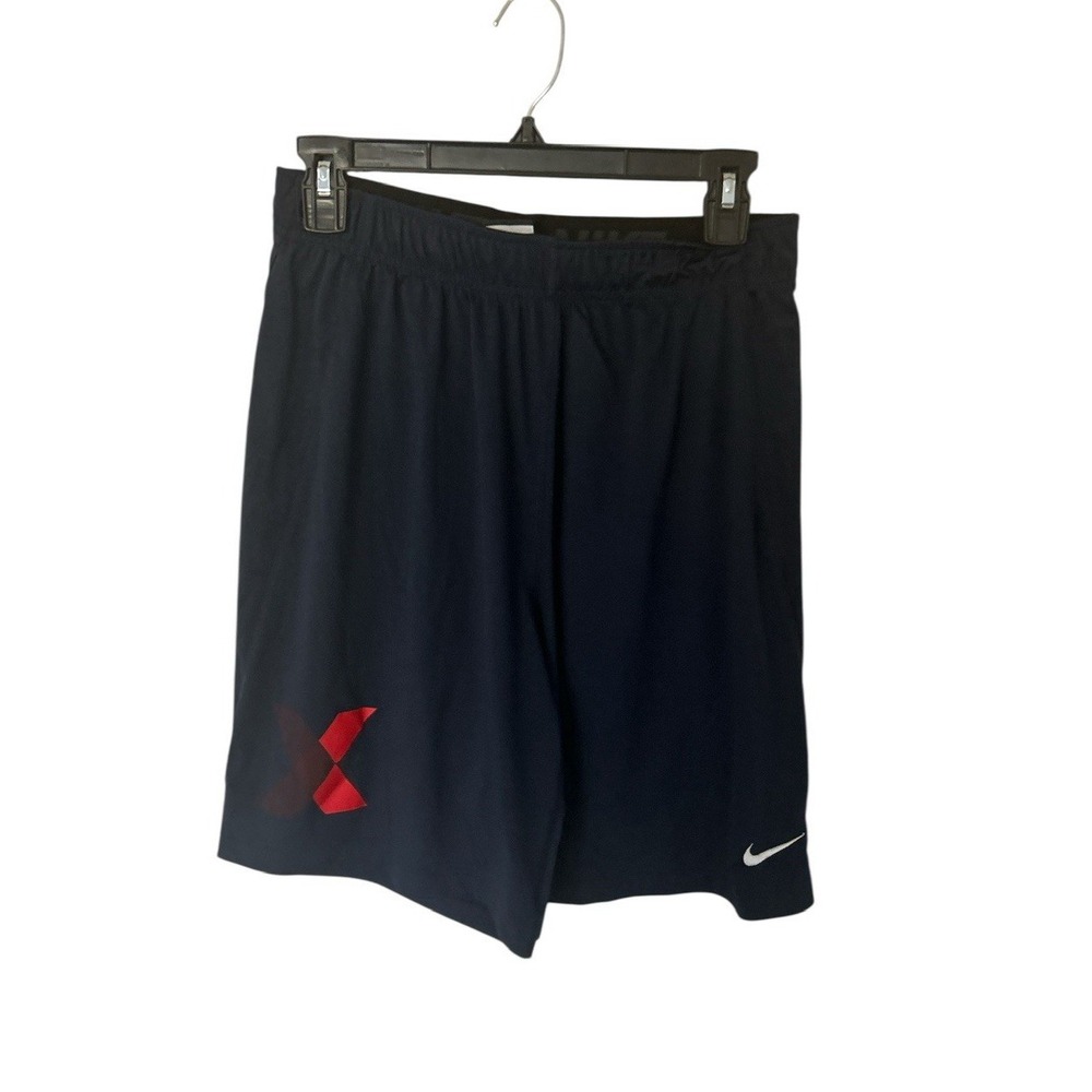 Nike Dri-FIT‎ Mens Athletic Training Shorts Navy Blue Red Graphic Size M - Picture 2 of 4